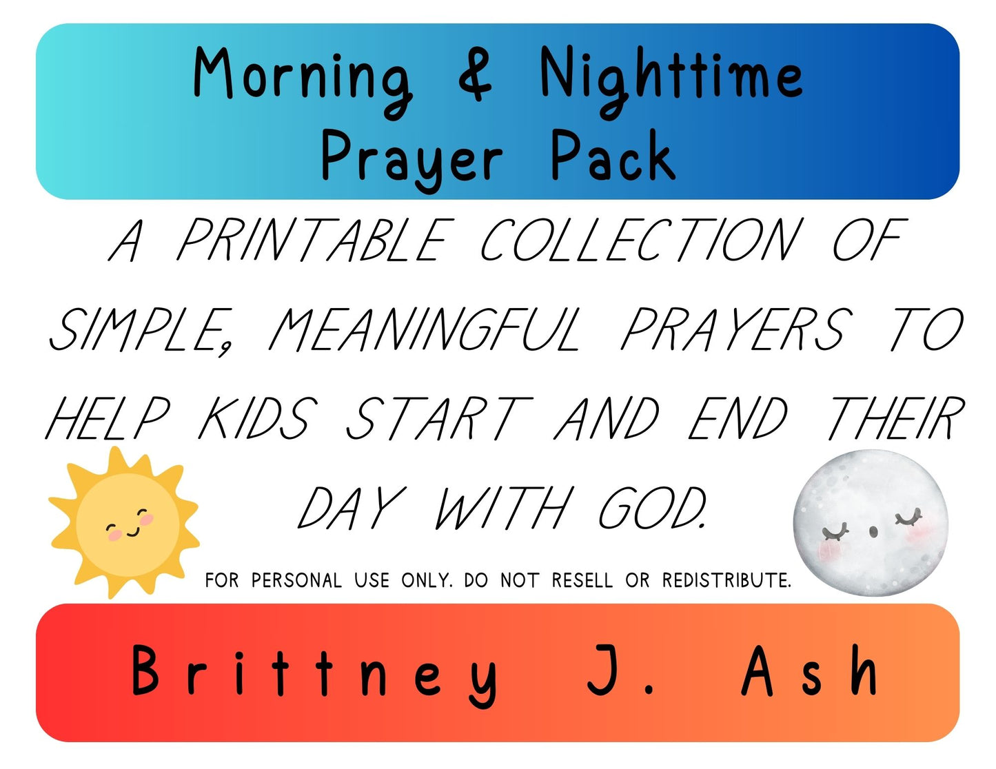 Morning & Nighttime Prayers for Kids | Faith-Based Printable Devotional Pack
