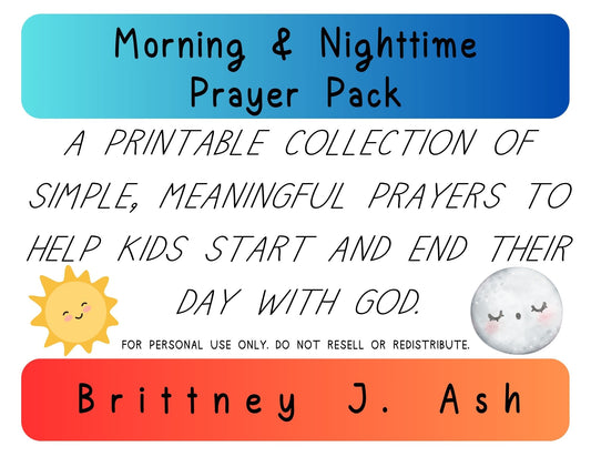 Morning & Nighttime Prayers for Kids | Faith-Based Printable Devotional Pack