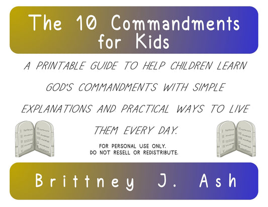 10 Commandments Printable for Kids | Bible Learning for Home and Sunday School